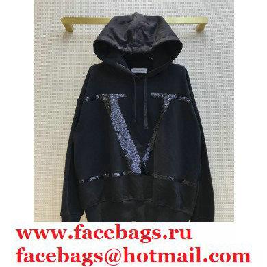 valentino sequins hooded sweatshirt black 2020
