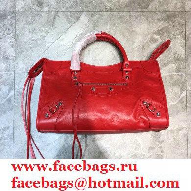 Balenciaga Classic City Medium Bag with Logo Strap Red