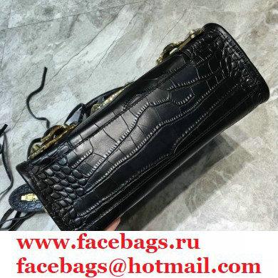 Balenciaga Classic City Mini Bag Crocodile Embossed Calfskin Black/Gold
