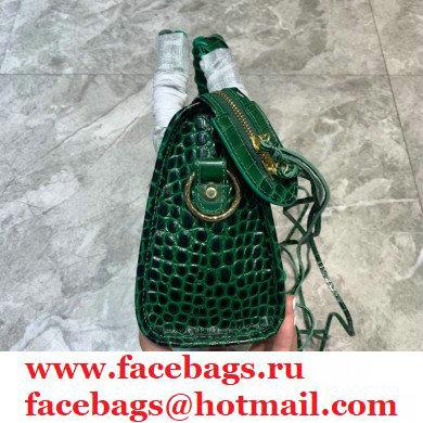 Balenciaga Classic City Mini Bag Crocodile Embossed Calfskin Green/Gold - Click Image to Close