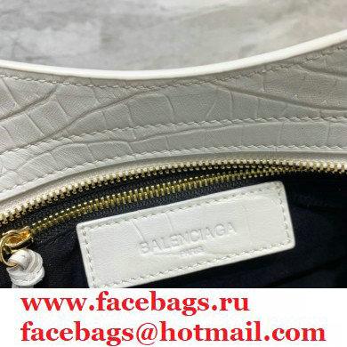 Balenciaga Classic City Mini Bag Crocodile Embossed Calfskin White/Gold - Click Image to Close