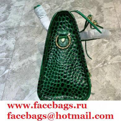 Balenciaga Classic City Small Bag Crocodile Embossed Calfskin Green/Gold