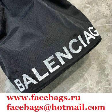 Balenciaga Wheel S Drawstring Bucket Bag Nylon Black