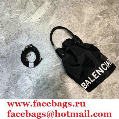 Balenciaga Wheel XS Drawstring Bucket Bag Nylon Black
