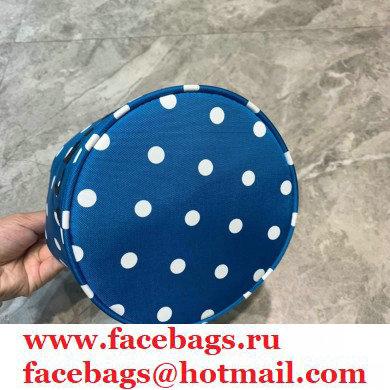 Balenciaga Wheel XS Drawstring Bucket Bag Nylon Polkadots Blue