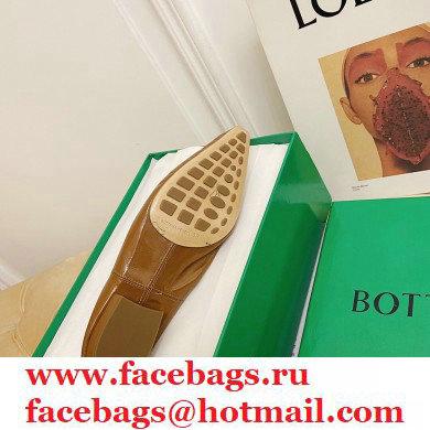 Bottega Veneta Almond Toe Flats in Crush Nappa Brown 2021 - Click Image to Close