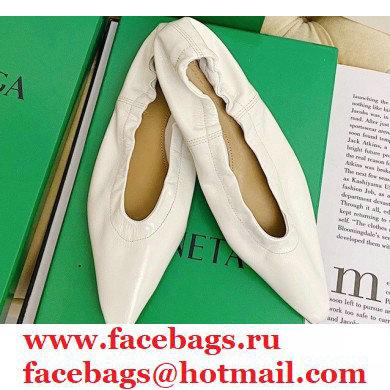 Bottega Veneta Almond Toe Flats in Crush Nappa White 2021