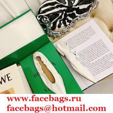Bottega Veneta Almond Toe Flats in Crush Nappa White 2021 - Click Image to Close