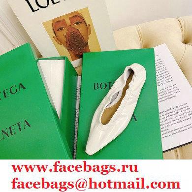Bottega Veneta Almond Toe Flats in Crush Nappa White 2021 - Click Image to Close