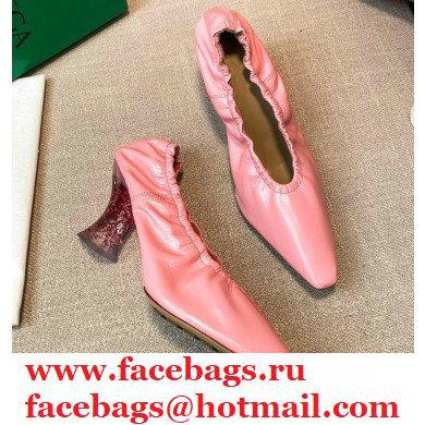 Bottega Veneta Almond Toe Pumps in Crush Nappa Pink with Plexiglass Heel 7.5cm 2021