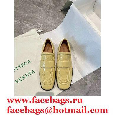 Bottega Veneta Crocodile Print Calf Leather Loafers Yellow 2021
