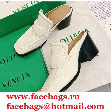 Bottega Veneta Crocodile Print Calf Leather Mules White 2021 - Click Image to Close