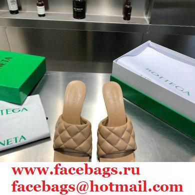 Bottega Veneta Heel 8cm Square Sole Quilted Padded Mules Sandals Beige 2021 - Click Image to Close