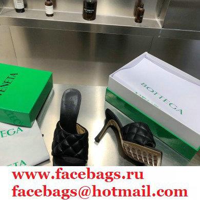 Bottega Veneta Heel 8cm Square Sole Quilted Padded Mules Sandals Black 2021 - Click Image to Close