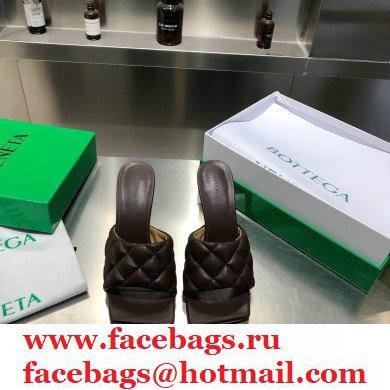 Bottega Veneta Heel 8cm Square Sole Quilted Padded Mules Sandals Coffee 2021