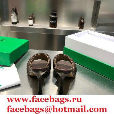 Bottega Veneta Heel 8cm Square Sole Quilted Padded Mules Sandals Coffee 2021