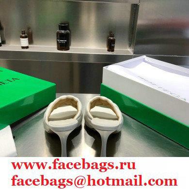 Bottega Veneta Heel 8cm Square Sole Quilted Padded Mules Sandals Creamy 2021