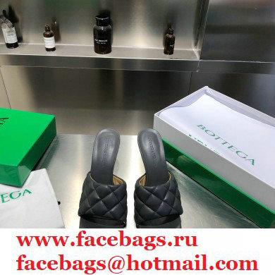 Bottega Veneta Heel 8cm Square Sole Quilted Padded Mules Sandals Dark Gray 2021 - Click Image to Close