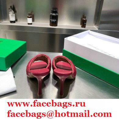 Bottega Veneta Heel 8cm Square Sole Quilted Padded Mules Sandals Dark Red 2021