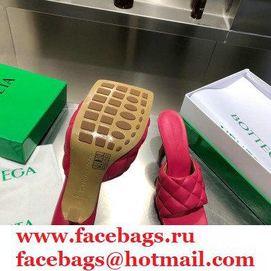 Bottega Veneta Heel 8cm Square Sole Quilted Padded Mules Sandals Fuchsia 2021