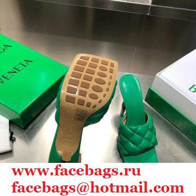 Bottega Veneta Heel 8cm Square Sole Quilted Padded Mules Sandals Green 2021