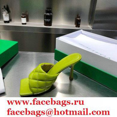 Bottega Veneta Heel 8cm Square Sole Quilted Padded Mules Sandals Kiwi Green 2021 - Click Image to Close
