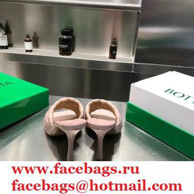 Bottega Veneta Heel 8cm Square Sole Quilted Padded Mules Sandals Nude Pink 2021