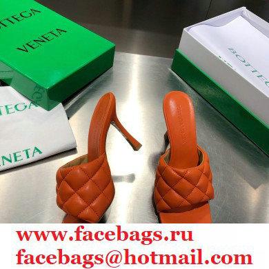 Bottega Veneta Heel 8cm Square Sole Quilted Padded Mules Sandals Orange 2021