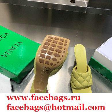 Bottega Veneta Heel 8cm Square Sole Quilted Padded Mules Sandals Pear Green 2021