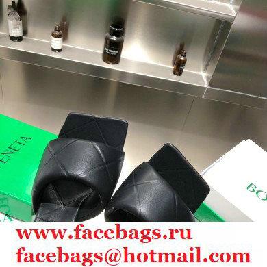 Bottega Veneta Heel 9cm Square Sole Quilted The Rubber Lido Mules Sandals Black 2021 - Click Image to Close