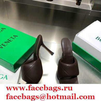 Bottega Veneta Heel 9cm Square Sole Quilted The Rubber Lido Mules Sandals Coffee 2021 - Click Image to Close
