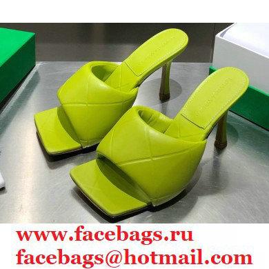 Bottega Veneta Heel 9cm Square Sole Quilted The Rubber Lido Mules Sandals Kiwi Green 2021