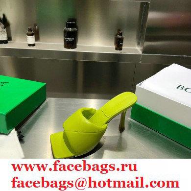 Bottega Veneta Heel 9cm Square Sole Quilted The Rubber Lido Mules Sandals Kiwi Green 2021 - Click Image to Close
