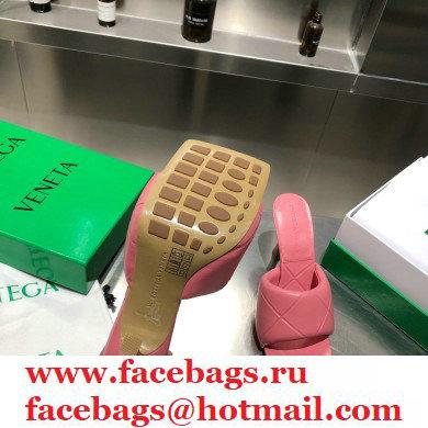 Bottega Veneta Heel 9cm Square Sole Quilted The Rubber Lido Mules Sandals Pink 2021