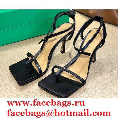 Bottega Veneta Heel 9cm Square Sole Skinny Straps Stretch Sandals Black 2021