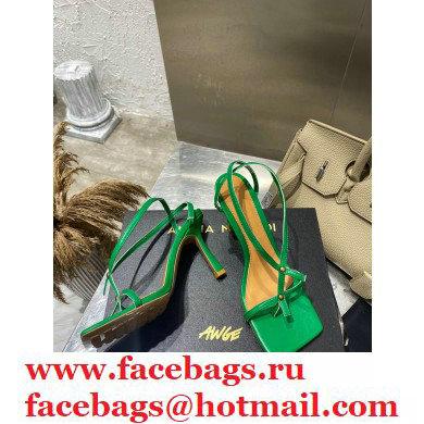 Bottega Veneta Heel 9cm Square Sole Skinny Straps Stretch Sandals Green 2021