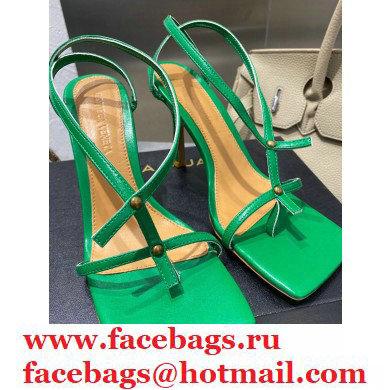 Bottega Veneta Heel 9cm Square Sole Skinny Straps Stretch Sandals Green 2021 - Click Image to Close
