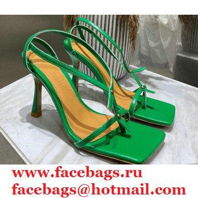Bottega Veneta Heel 9cm Square Sole Skinny Straps Stretch Sandals Green 2021 - Click Image to Close