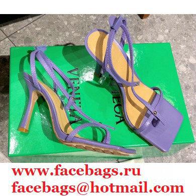 Bottega Veneta Heel 9cm Square Sole Skinny Straps Stretch Sandals Lavender 2021 - Click Image to Close