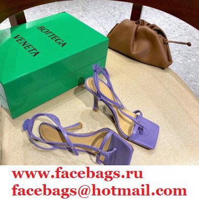 Bottega Veneta Heel 9cm Square Sole Skinny Straps Stretch Sandals Lavender 2021 - Click Image to Close
