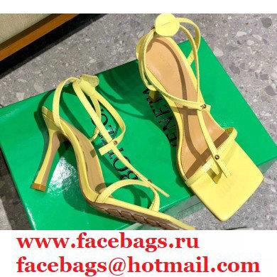 Bottega Veneta Heel 9cm Square Sole Skinny Straps Stretch Sandals Yellow 2021 - Click Image to Close