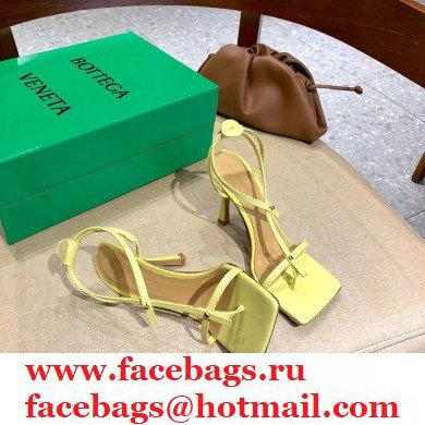 Bottega Veneta Heel 9cm Square Sole Skinny Straps Stretch Sandals Yellow 2021 - Click Image to Close