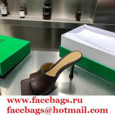 Bottega Veneta Heel 9cm Square Sole Stretch Mules Sandals Coffee 2021