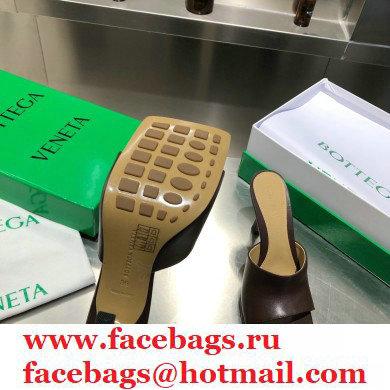 Bottega Veneta Heel 9cm Square Sole Stretch Mules Sandals Coffee 2021 - Click Image to Close