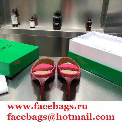 Bottega Veneta Heel 9cm Square Sole Stretch Mules Sandals Fuchsia 2021 - Click Image to Close
