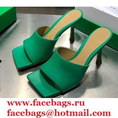 Bottega Veneta Heel 9cm Square Sole Stretch Mules Sandals Green 2021