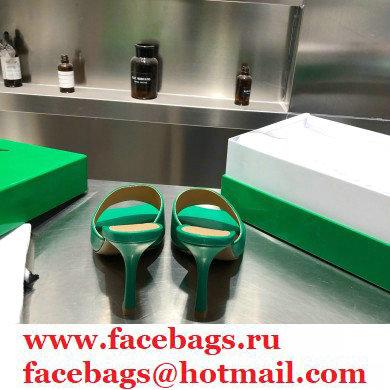 Bottega Veneta Heel 9cm Square Sole Stretch Mules Sandals Green 2021 - Click Image to Close