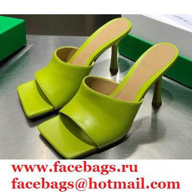 Bottega Veneta Heel 9cm Square Sole Stretch Mules Sandals Kiwi Green 2021
