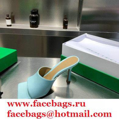 Bottega Veneta Heel 9cm Square Sole Stretch Mules Sandals Pale Blue 2021 - Click Image to Close