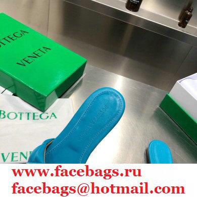 Bottega Veneta Square Sole Quilted Padded Flat Slides Sandals Blue 2021